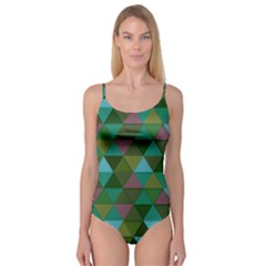 Green Geometric Camisole Leotard 