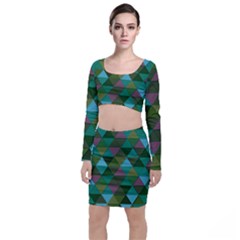 Green Geometric Top And Skirt Sets by snowwhitegirl