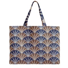 Vintage Scallop Beige Blue Pattern Zipper Mini Tote Bag by snowwhitegirl