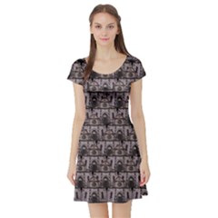 Gothic Church Pattern Short Sleeve Skater Dress