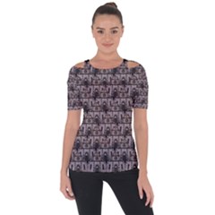 Gothic Church Pattern Shoulder Cut Out Short Sleeve Top