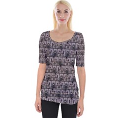 Gothic Church Pattern Wide Neckline Tee