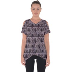 Gothic Church Pattern Cut Out Side Drop Tee