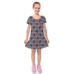 Gothic Church Pattern Kids  Short Sleeve Velvet Dress