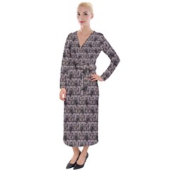 Gothic Church Pattern Velvet Maxi Wrap Dress