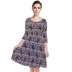 Gothic Church Pattern Quarter Sleeve Waist Band Dress