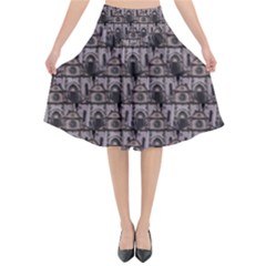 Gothic Church Pattern Flared Midi Skirt