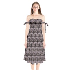 Gothic Church Pattern Shoulder Tie Bardot Midi Dress