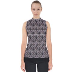 Gothic Church Pattern Mock Neck Shell Top