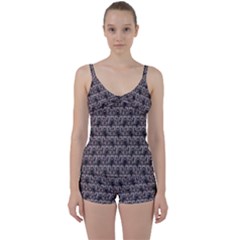 Gothic Church Pattern Tie Front Two Piece Tankini