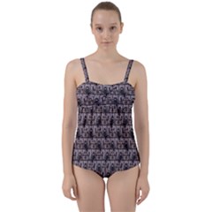 Gothic Church Pattern Twist Front Tankini Set