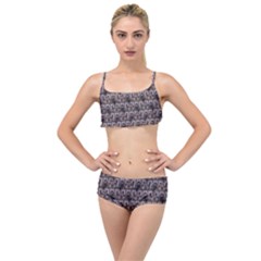 Gothic Church Pattern Layered Top Bikini Set