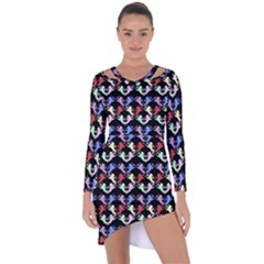 Colorful Cherubs Black Asymmetric Cut-Out Shift Dress