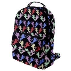 Colorful Cherubs Black Flap Pocket Backpack (small) by snowwhitegirl