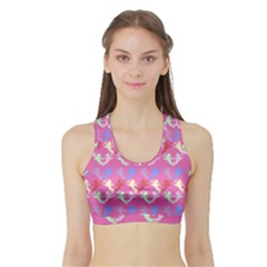 Colorful Cherubs Pink Sports Bra With Border