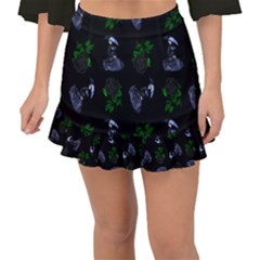 Gothic Girl Rose Black Pattern Fishtail Mini Chiffon Skirt by snowwhitegirl