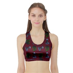 Gothic Girl Rose Red Pattern Sports Bra With Border