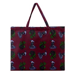 Gothic Girl Rose Red Pattern Zipper Large Tote Bag by snowwhitegirl