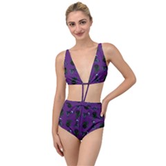 Gothic Girl Rose Purple Pattern Tied Up Two Piece Swimsuit