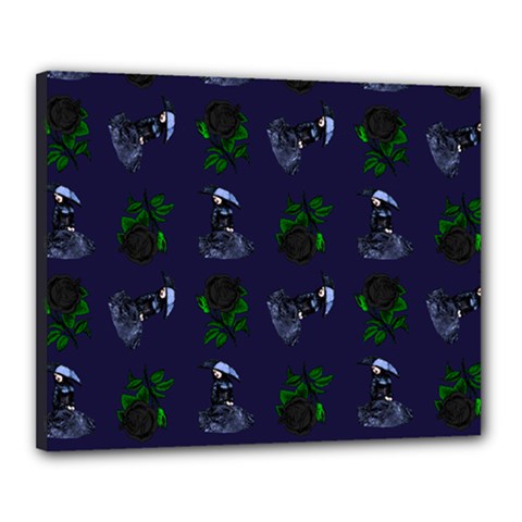 Gothic Girl Rose Blue Pattern Canvas 20  X 16  (stretched)