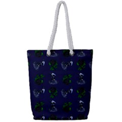 Gothic Girl Rose Blue Pattern Full Print Rope Handle Tote (small)