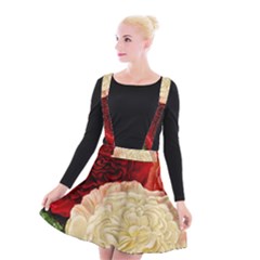 Vintage Carnation Flowers Suspender Skater Skirt