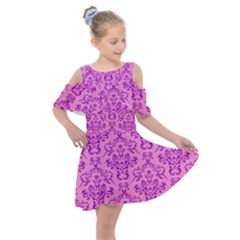 Victorian Paisley Pink Kids  Shoulder Cutout Chiffon Dress by snowwhitegirl