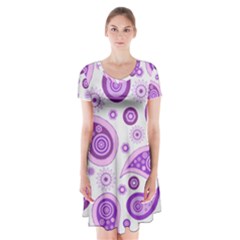 Retro Paisley Purple Short Sleeve V-neck Flare Dress