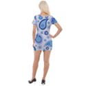 Retro Paisley Blue Short Sleeve Asymmetric Mini Dress View2