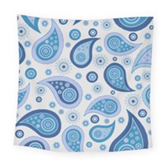 Retro Paisley Blue Square Tapestry (large)