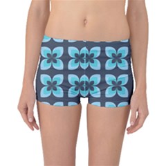 Retro Flower Blue Boyleg Bikini Bottoms by snowwhitegirl