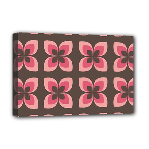 Retro Flower Pink Brown Deluxe Canvas 18  X 12  (stretched)