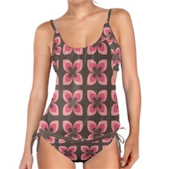 Retro Flower Pink Brown Tankini Set by snowwhitegirl