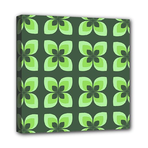 Retro Flower Green Mini Canvas 8  X 8  (stretched) by snowwhitegirl