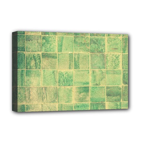 Abstract Green Tile Deluxe Canvas 18  X 12  (stretched)