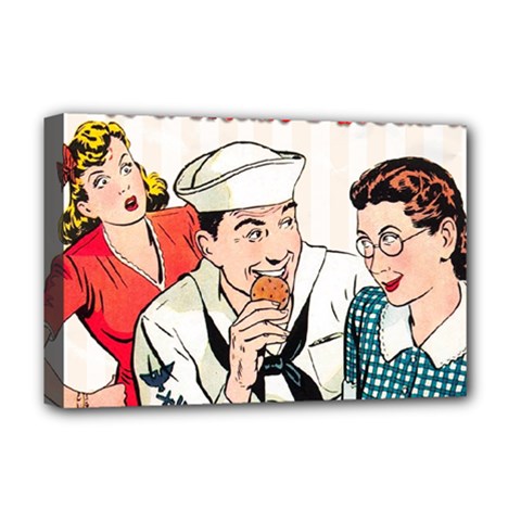 Retro Sailor Eating Cookie Deluxe Canvas 18  X 12  (stretched)