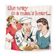 Retro Sailor Eating Cookie Square Tapestry (large)