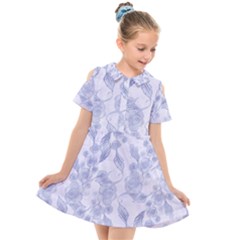 Blue Floral Kids  Short Sleeve Shirt Dress by snowwhitegirl