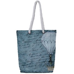 Vintage Hot Air Balloon Lettter Full Print Rope Handle Tote (Small)