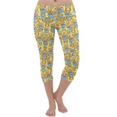 Paisley Yellow Sundaes Capri Yoga Leggings by snowwhitegirl