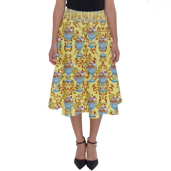 Paisley Yellow Sundaes Perfect Length Midi Skirt