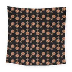 Victorian Crosses Black Square Tapestry (large)