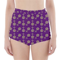 Victorian Crosses Purple High-waisted Bikini Bottoms by snowwhitegirl