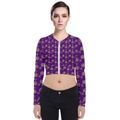 Victorian Crosses Purple Long Sleeve Zip Up Bomber Jacket by snowwhitegirl