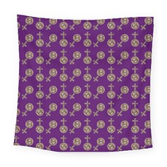 Victorian Crosses Purple Square Tapestry (large)