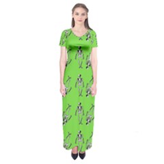 Skeleton Green Short Sleeve Maxi Dress