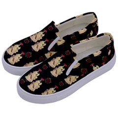 Victorian Skeleton Black Kids  Canvas Slip Ons by snowwhitegirl