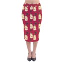 Victorian Skeleton Red Velvet Midi Pencil Skirt View1