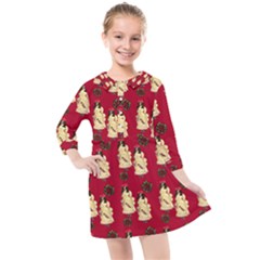 Victorian Skeleton Red Kids  Quarter Sleeve Shirt Dress by snowwhitegirl