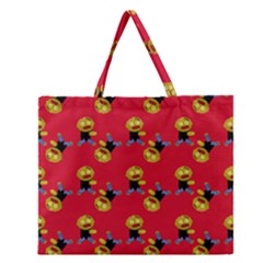 Golden Zombie Zipper Large Tote Bag